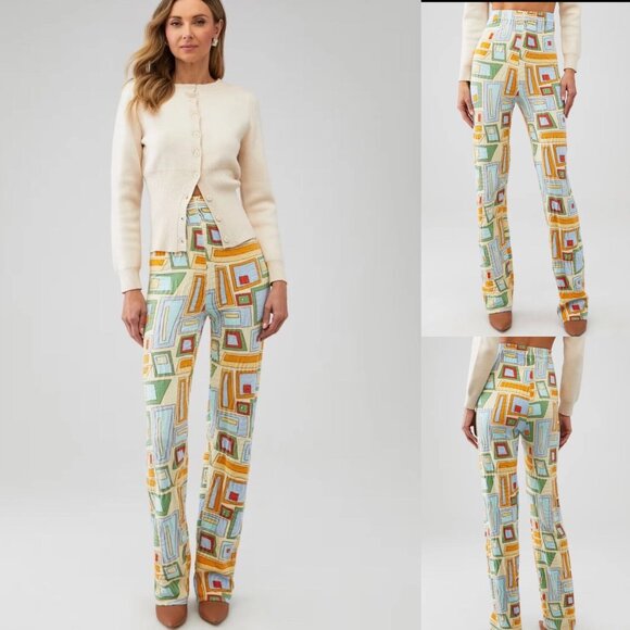 House Of Sunny Pepperland Knit Flared Pants Puzzle Print Women's Size 4 - Picture 9 of 9